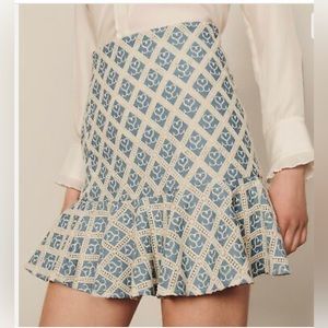 Sandro BLUE JEAN Women's Mafalda Monogram Flared Skirt, US 40